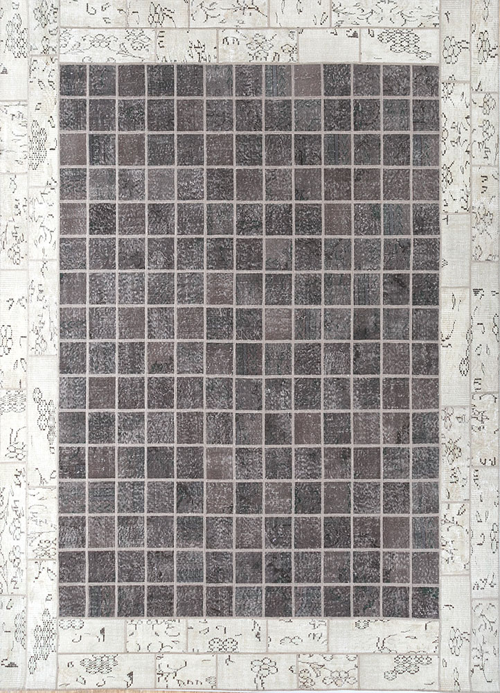provenance grey and black wool hand knotted Rug - HeadShot