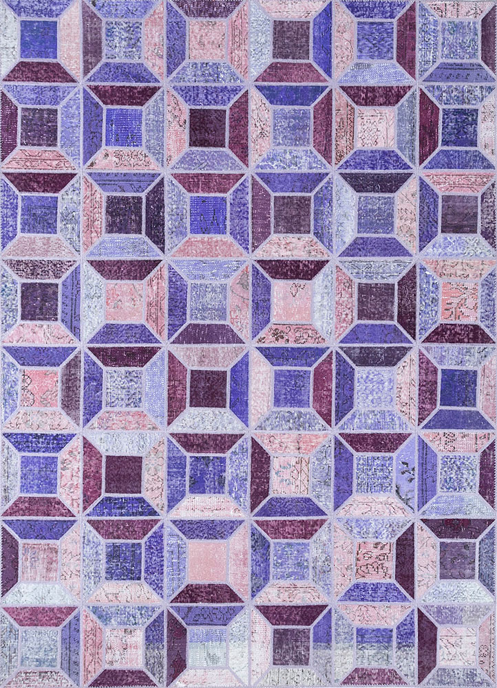 provenance pink and purple wool hand knotted Rug - HeadShot