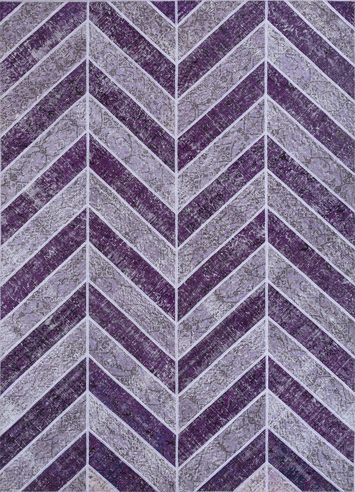 provenance pink and purple wool hand knotted Rug - HeadShot