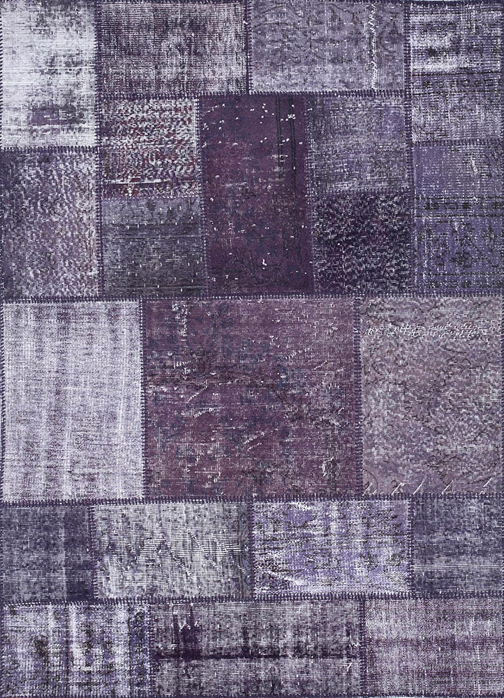 provenance pink and purple wool hand knotted Rug - HeadShot