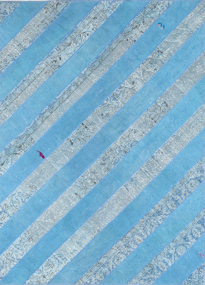 provenance blue wool hand knotted Rug - HeadShot