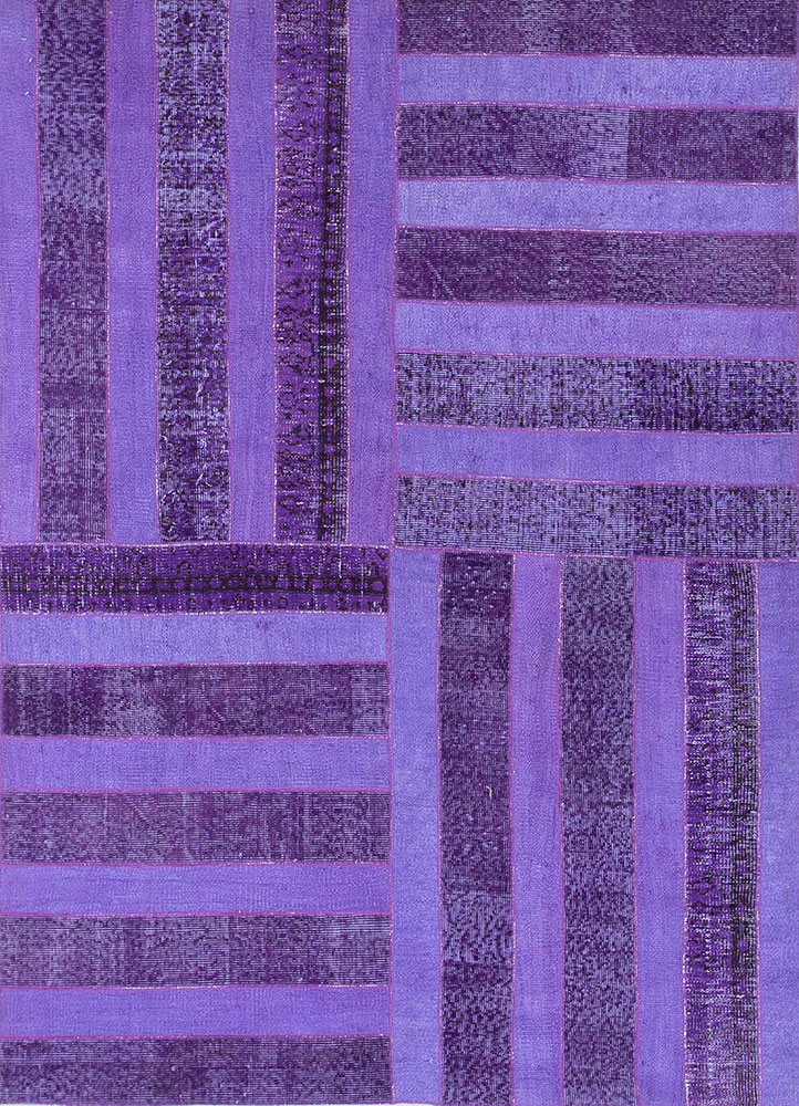provenance pink and purple wool hand knotted Rug - HeadShot