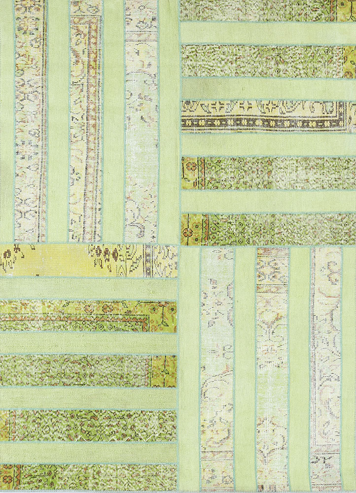 provenance green wool hand knotted Rug - HeadShot