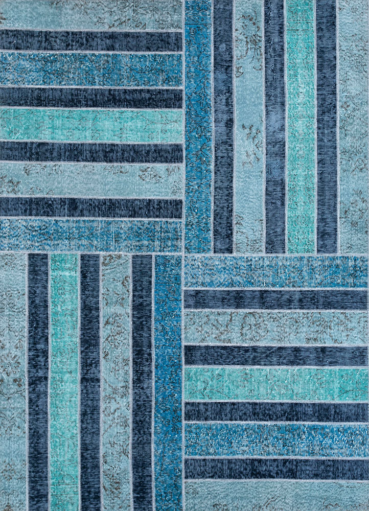 provenance blue wool hand knotted Rug - HeadShot