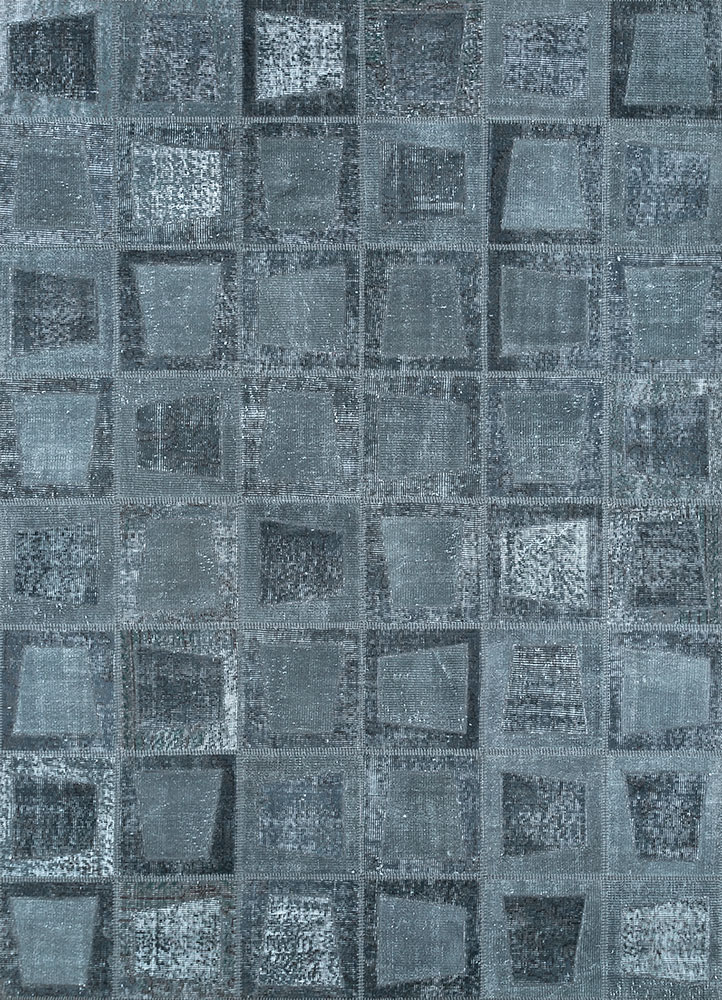 provenance grey and black wool hand knotted Rug - HeadShot