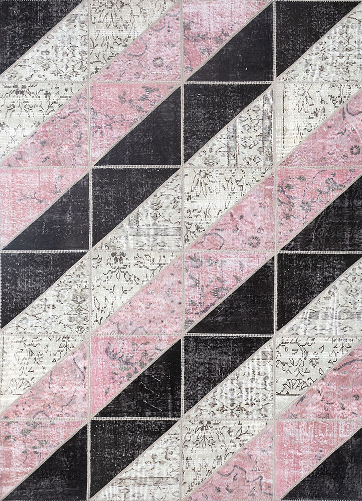 provenance pink and purple wool hand knotted Rug - HeadShot