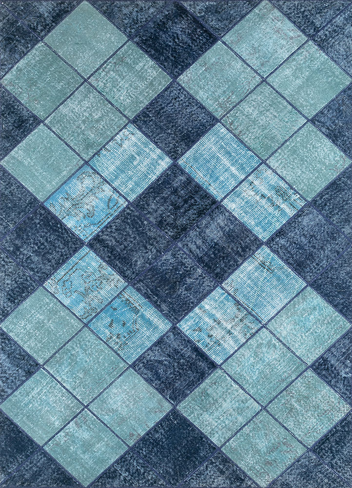 provenance blue wool hand knotted Rug - HeadShot