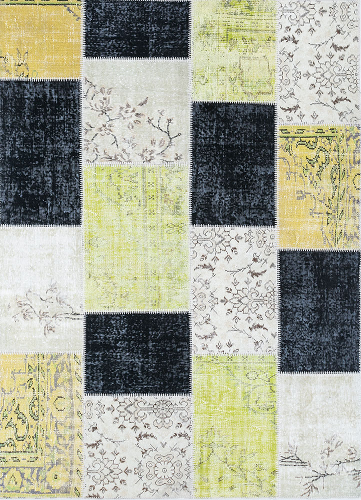 provenance green wool hand knotted Rug - HeadShot