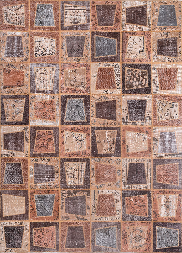 provenance beige and brown wool hand knotted Rug - HeadShot