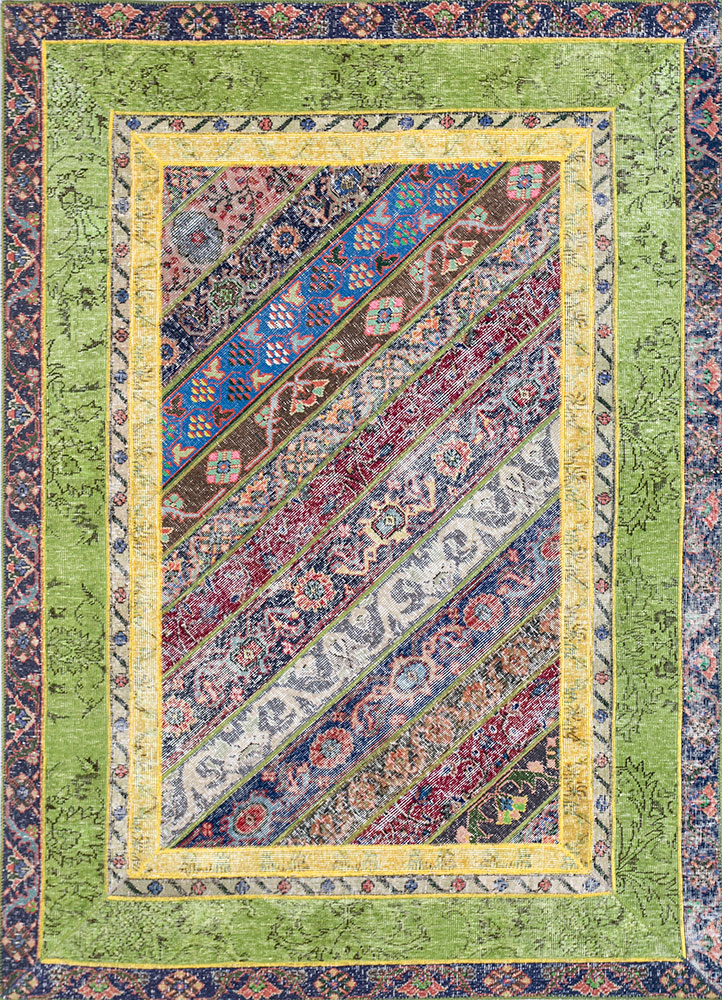 provenance green wool hand knotted Rug - HeadShot