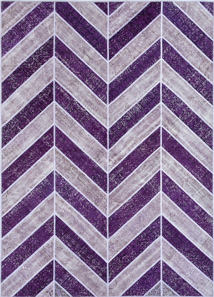 provenance pink and purple wool hand knotted Rug - HeadShot