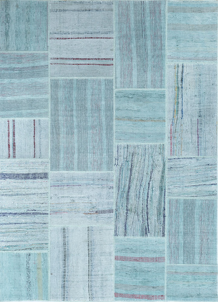 provenance blue wool hand knotted Rug - HeadShot