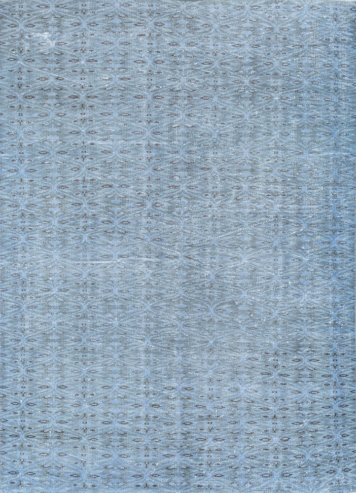 lacuna blue wool hand knotted Rug - HeadShot