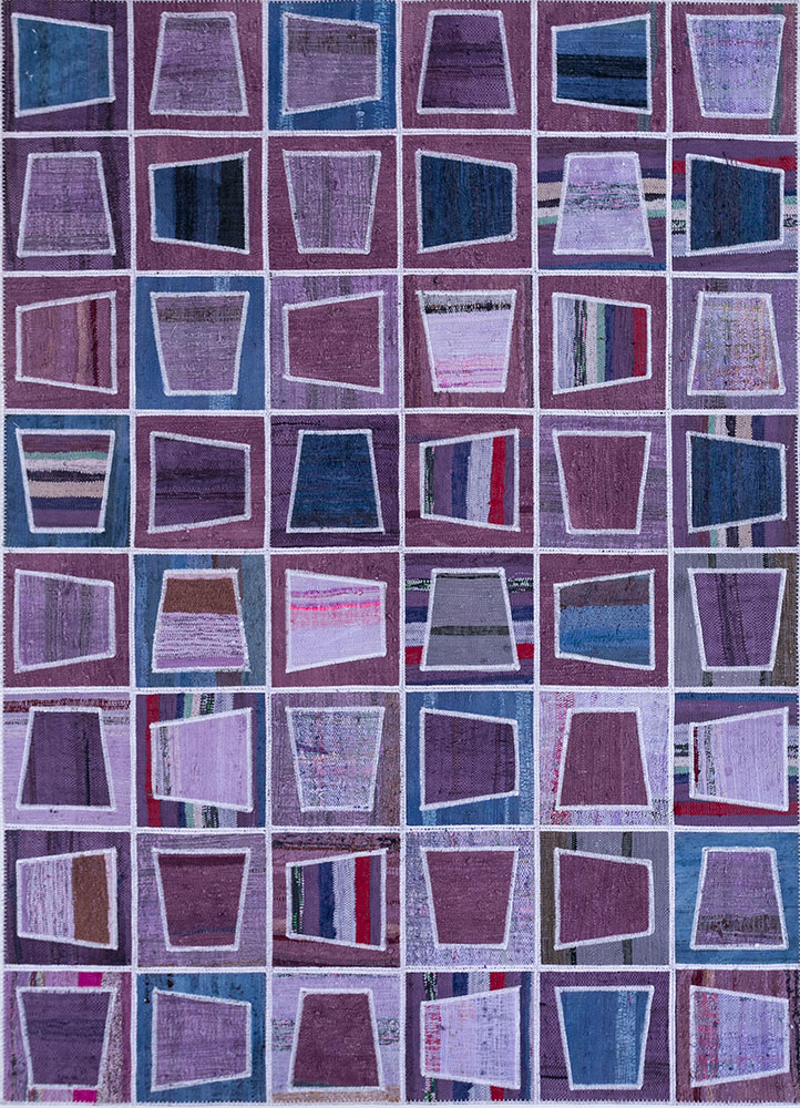 provenance pink and purple wool hand knotted Rug - HeadShot