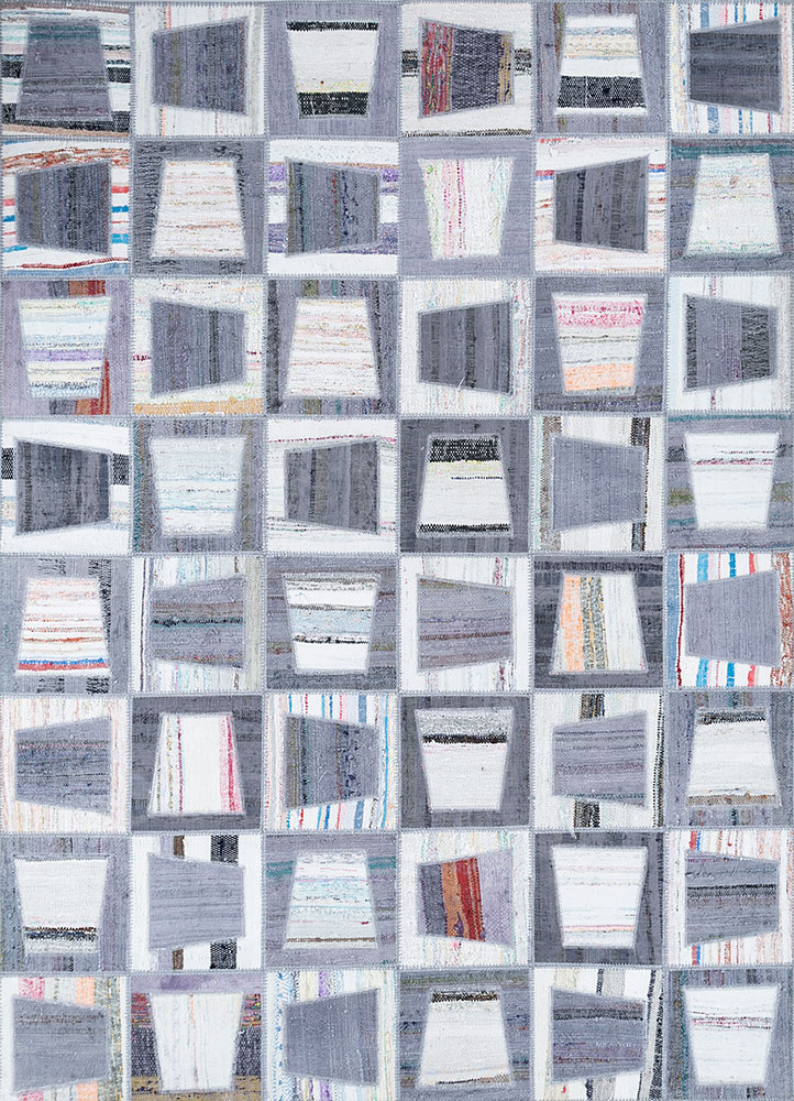 provenance grey and black wool hand knotted Rug - HeadShot