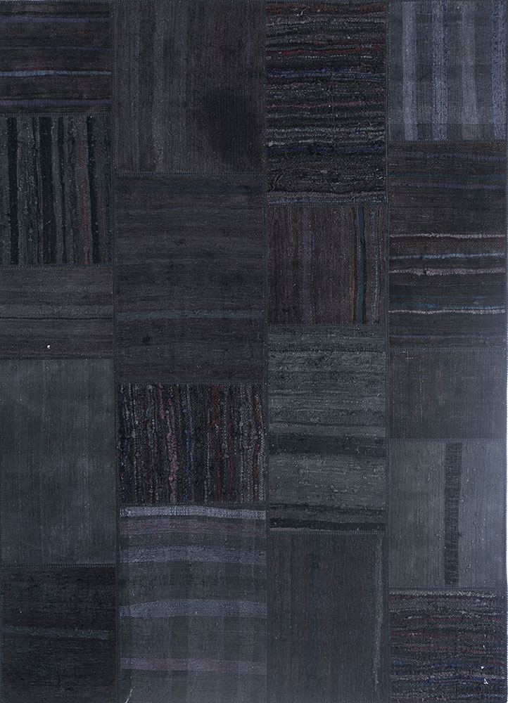 provenance grey and black wool hand knotted Rug - HeadShot