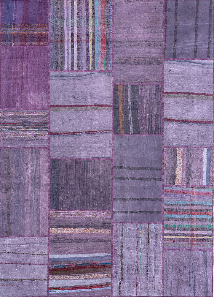 provenance pink and purple wool hand knotted Rug - HeadShot