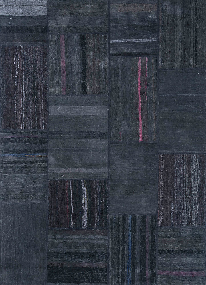 provenance grey and black wool hand knotted Rug - HeadShot