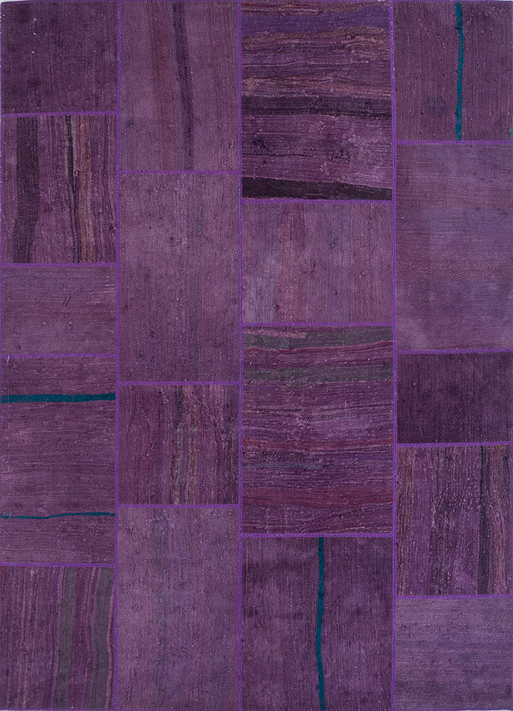 provenance pink and purple wool hand knotted Rug - HeadShot