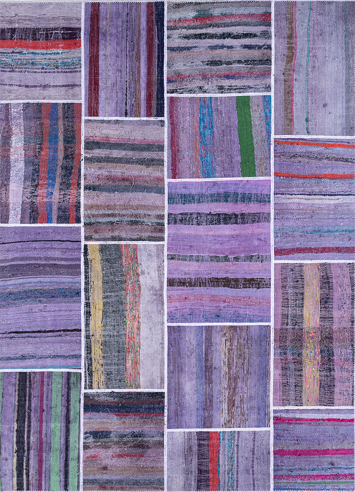 provenance pink and purple wool hand knotted Rug - HeadShot
