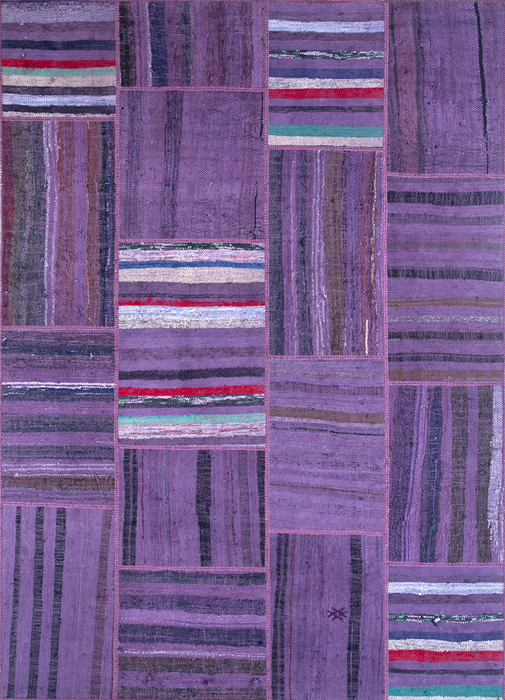provenance pink and purple wool hand knotted Rug - HeadShot