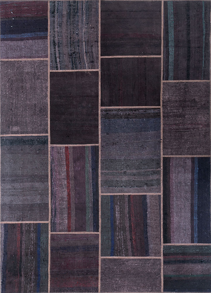 provenance grey and black wool hand knotted Rug - HeadShot