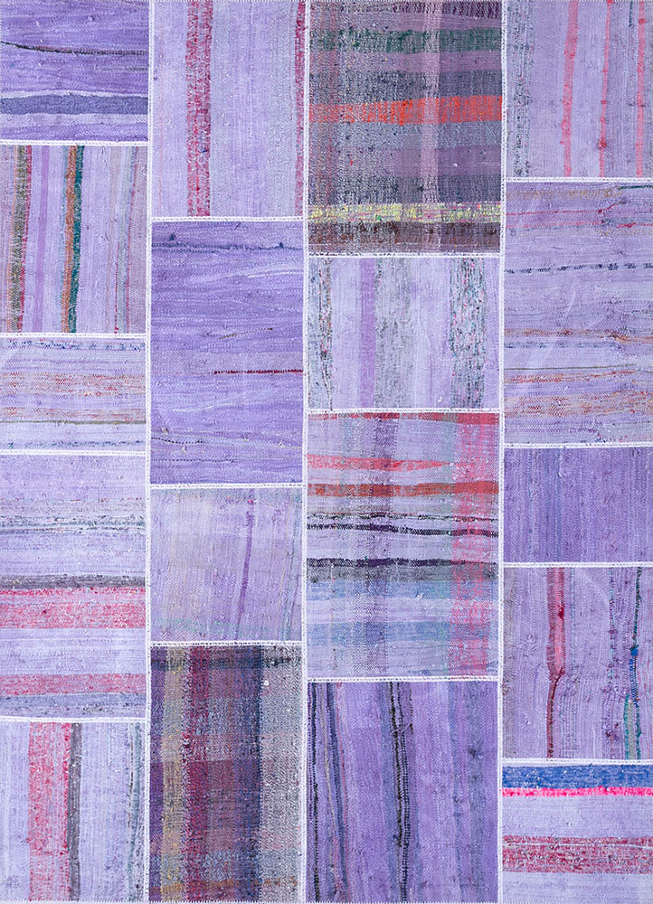 provenance pink and purple wool hand knotted Rug - HeadShot