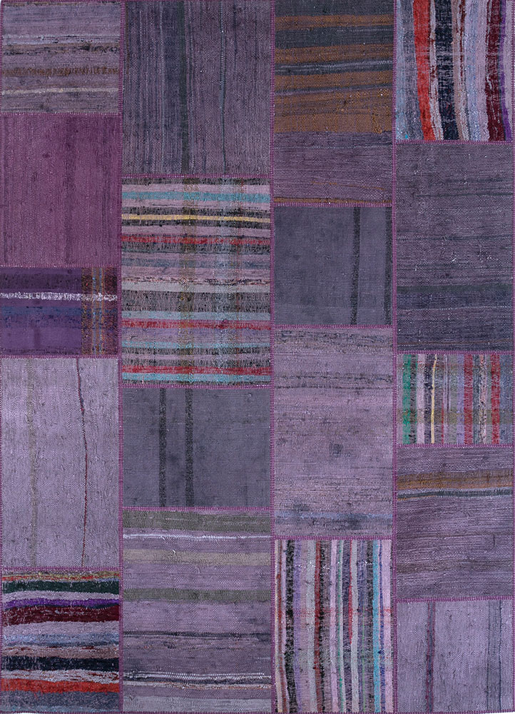 provenance pink and purple wool hand knotted Rug - HeadShot