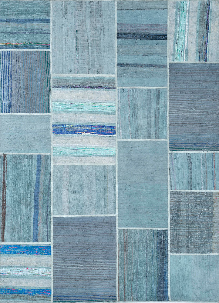 provenance blue wool hand knotted Rug - HeadShot