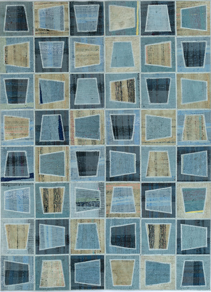 provenance blue wool hand knotted Rug - HeadShot