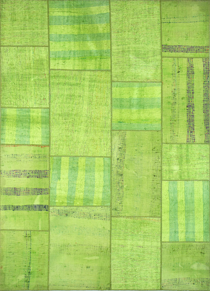 provenance green wool hand knotted Rug - HeadShot