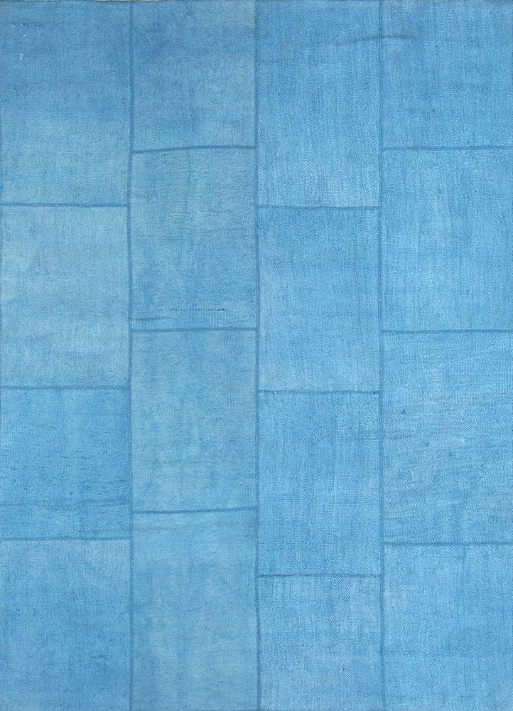 provenance blue wool hand knotted Rug - HeadShot