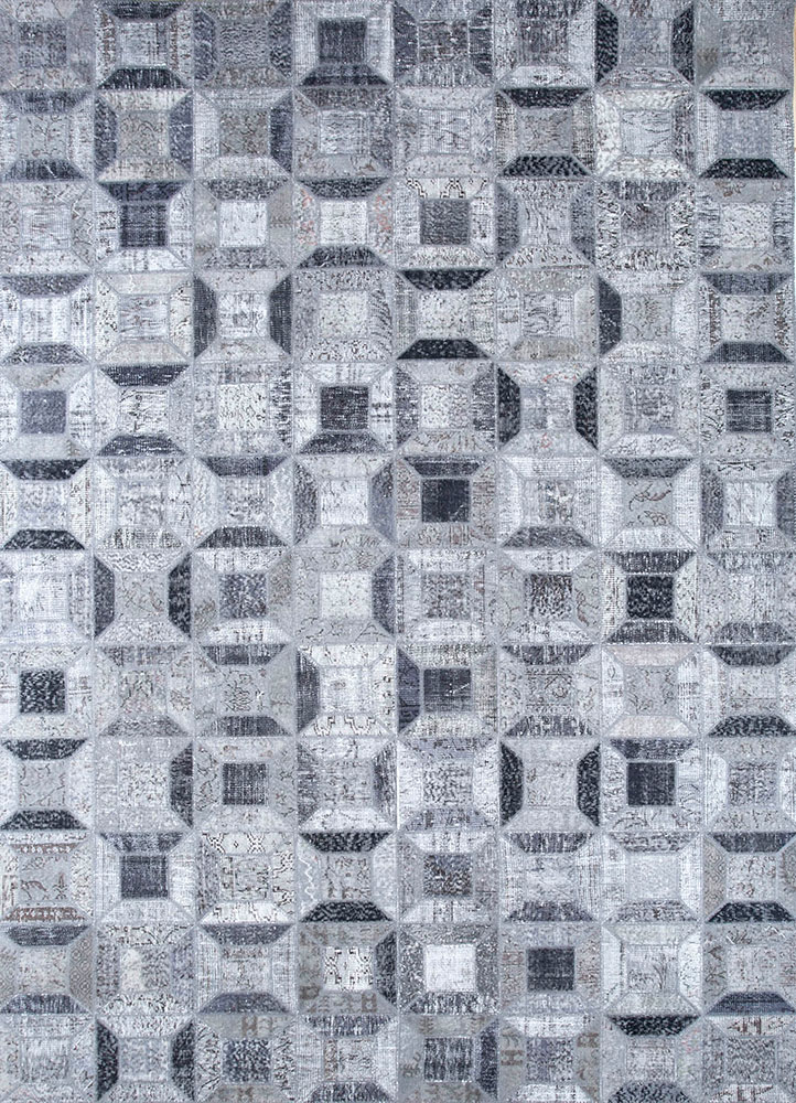 provenance grey and black wool hand knotted Rug - HeadShot