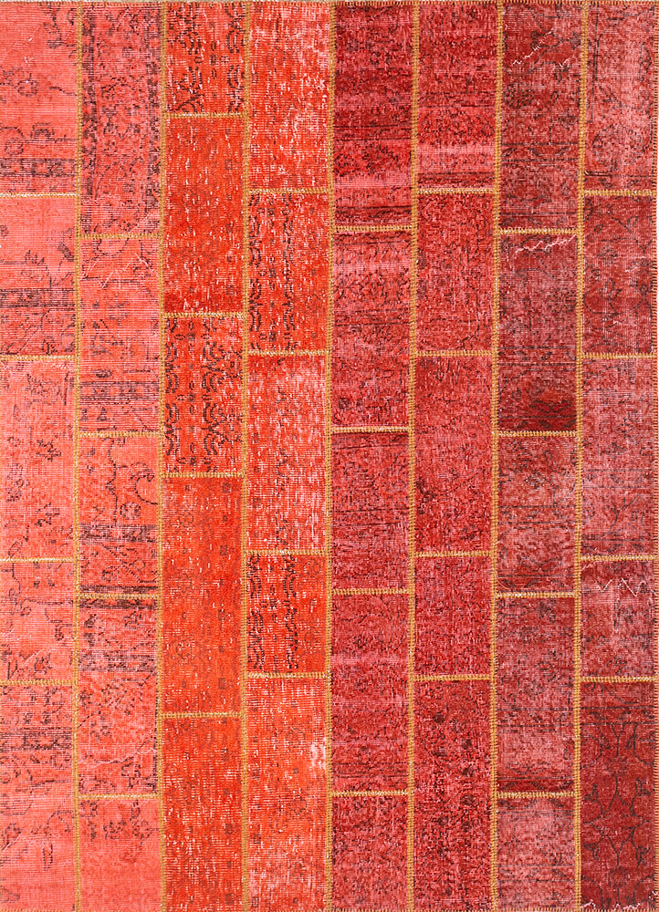 provenance red and orange wool hand knotted Rug - HeadShot