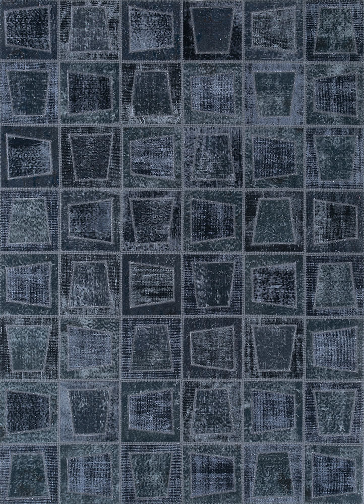 provenance grey and black wool hand knotted Rug - HeadShot