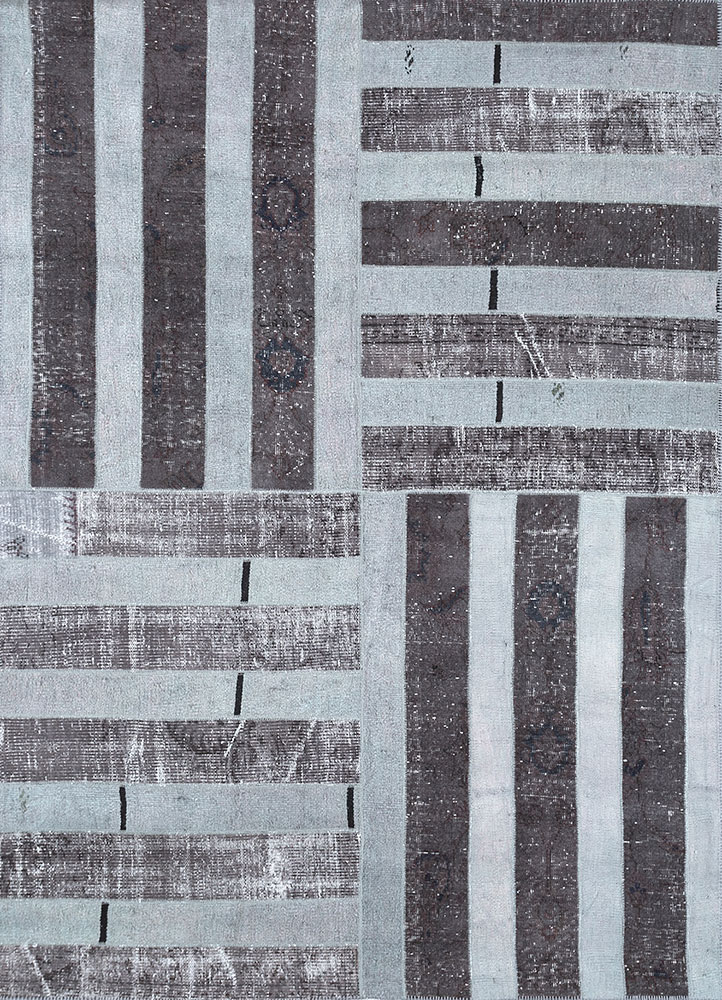 provenance grey and black wool hand knotted Rug - HeadShot