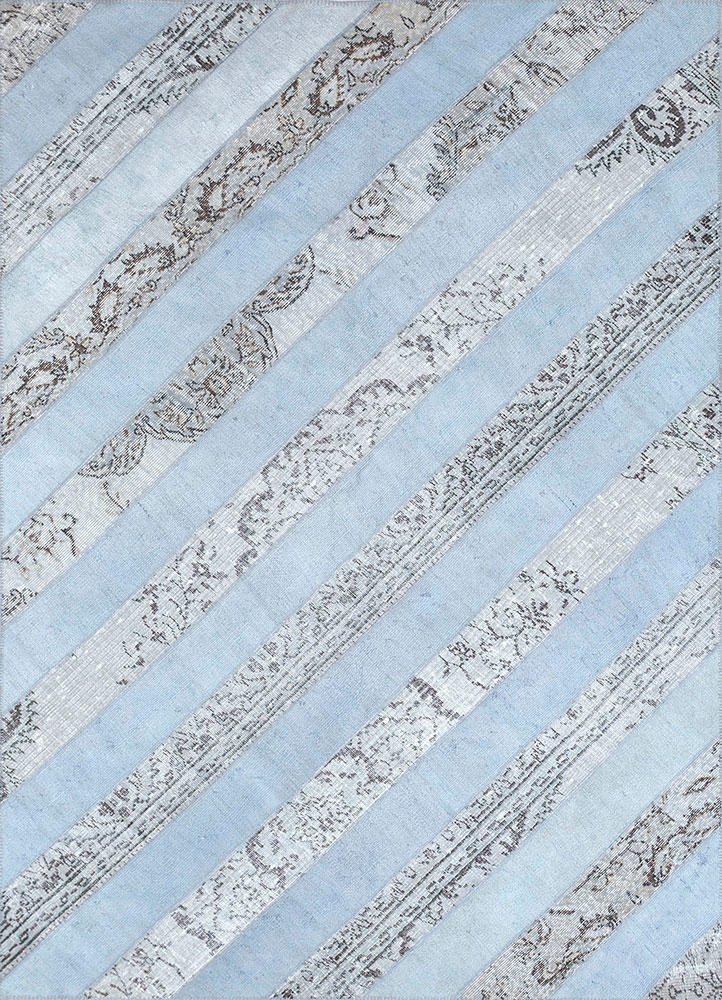 provenance blue wool hand knotted Rug - HeadShot