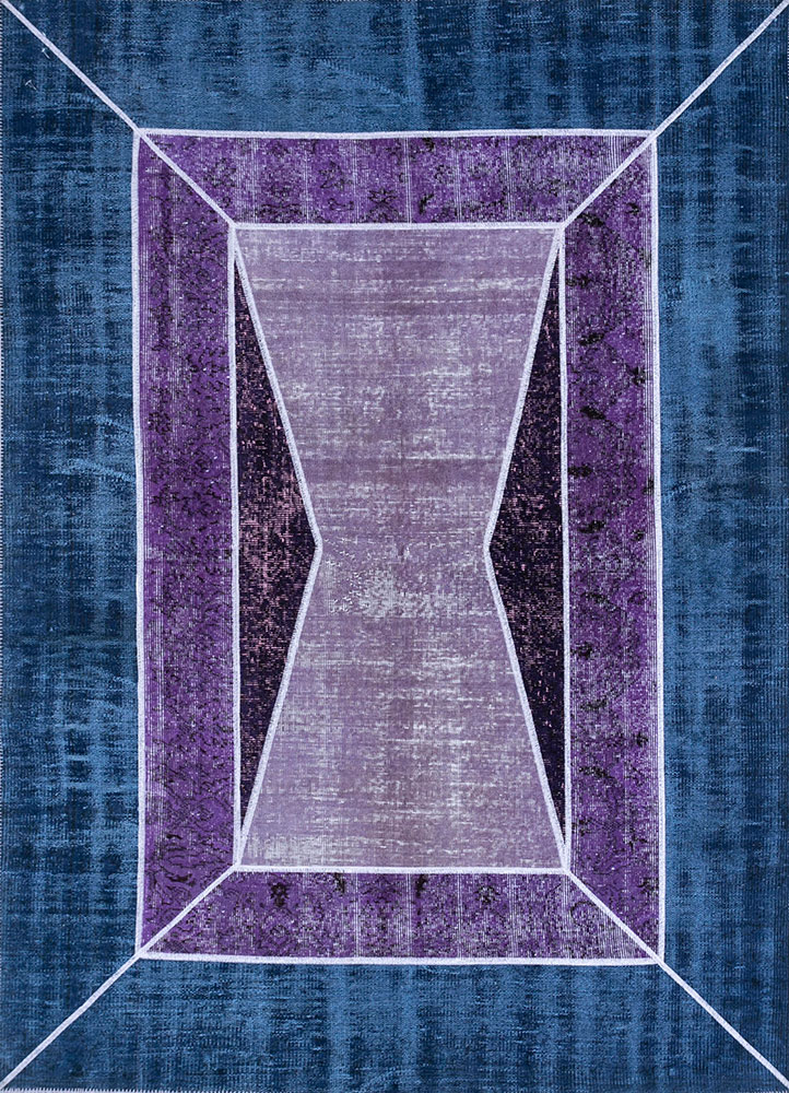 provenance pink and purple wool hand knotted Rug - HeadShot