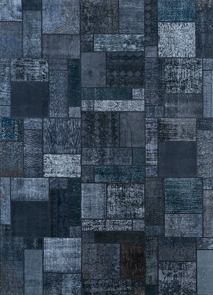 provenance grey and black wool hand knotted Rug - HeadShot
