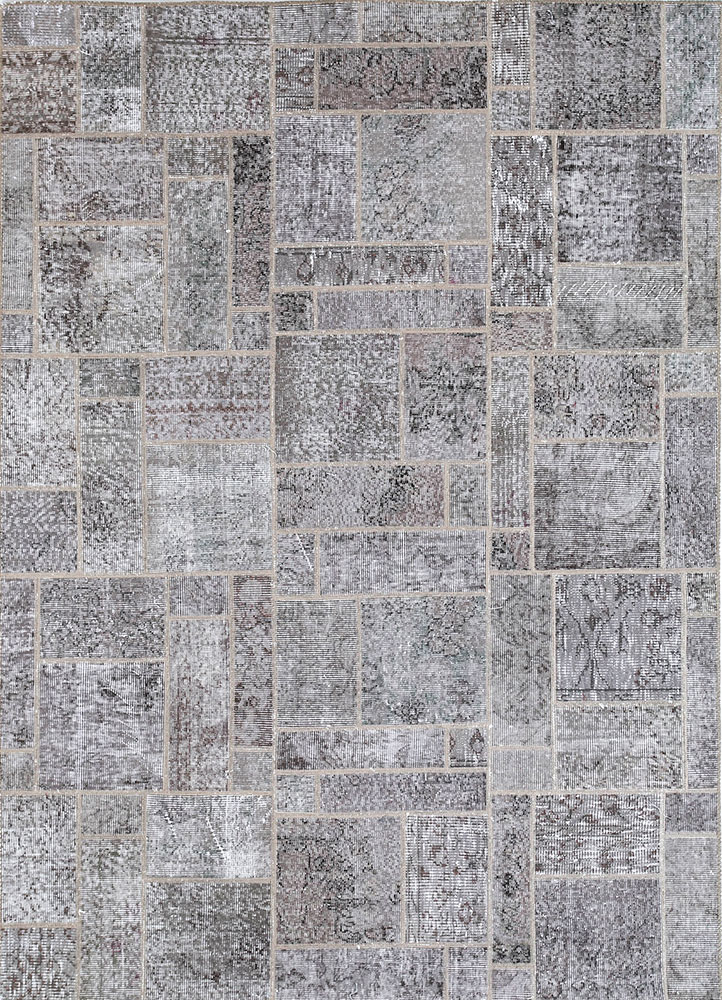 provenance grey and black wool hand knotted Rug - HeadShot