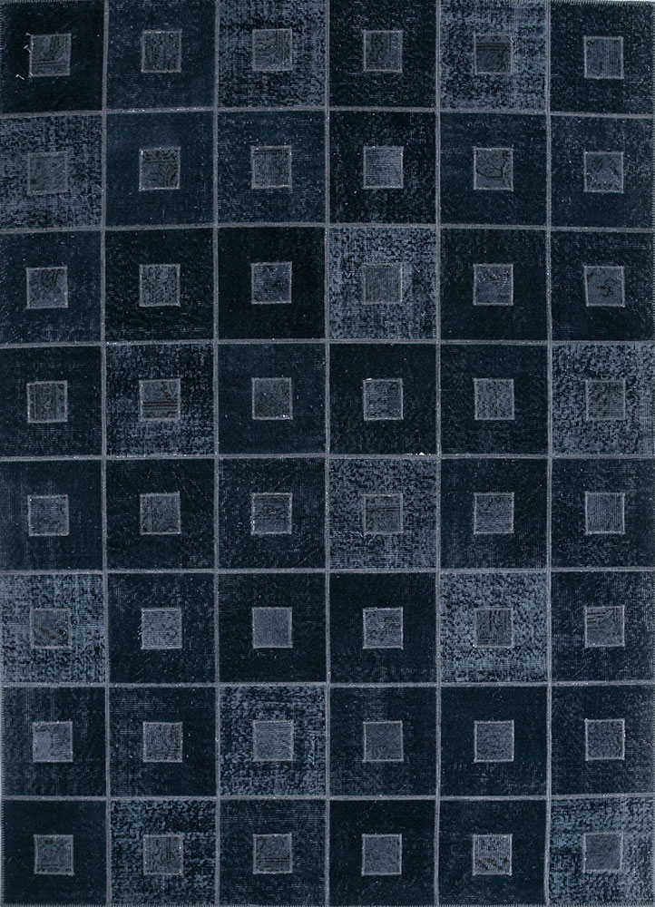 provenance grey and black wool hand knotted Rug - HeadShot