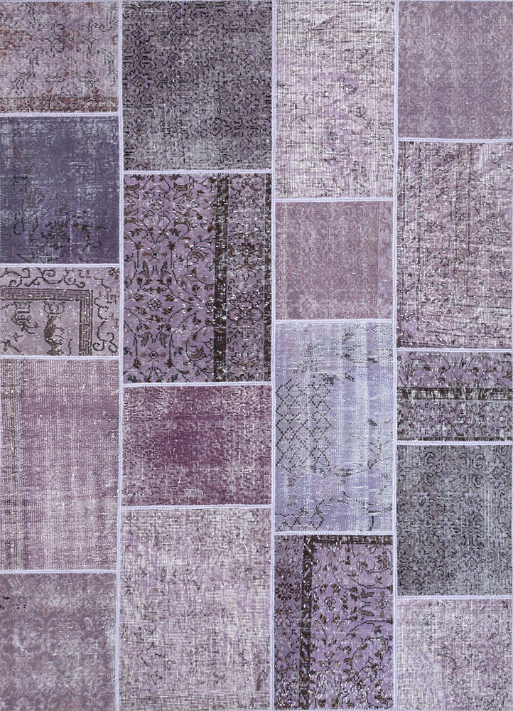 provenance pink and purple wool hand knotted Rug - HeadShot