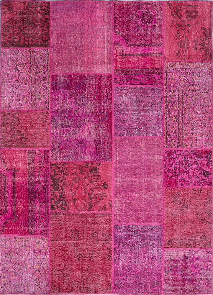 provenance pink and purple wool hand knotted Rug - HeadShot