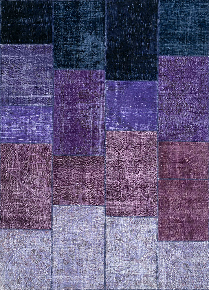 provenance pink and purple wool hand knotted Rug - HeadShot