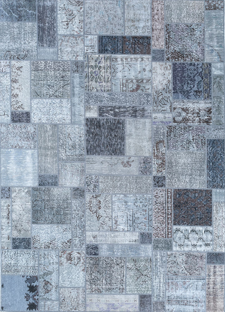provenance grey and black wool hand knotted Rug - HeadShot