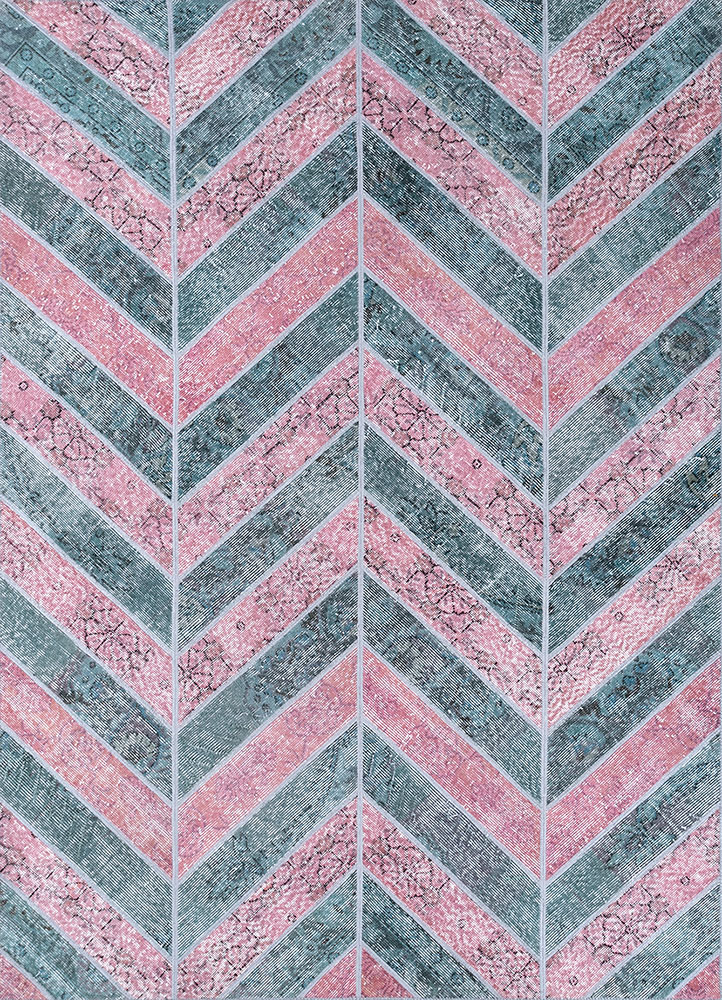 provenance pink and purple wool hand knotted Rug - HeadShot