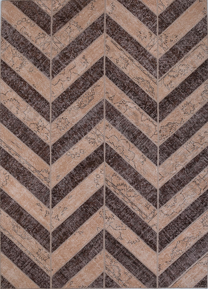 provenance beige and brown wool hand knotted Rug - HeadShot