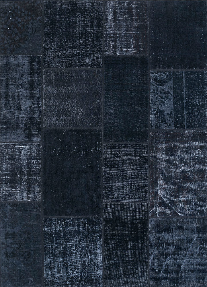 provenance grey and black wool hand knotted Rug - HeadShot