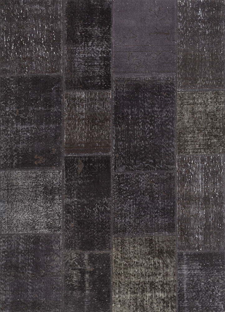 provenance grey and black wool hand knotted Rug - HeadShot