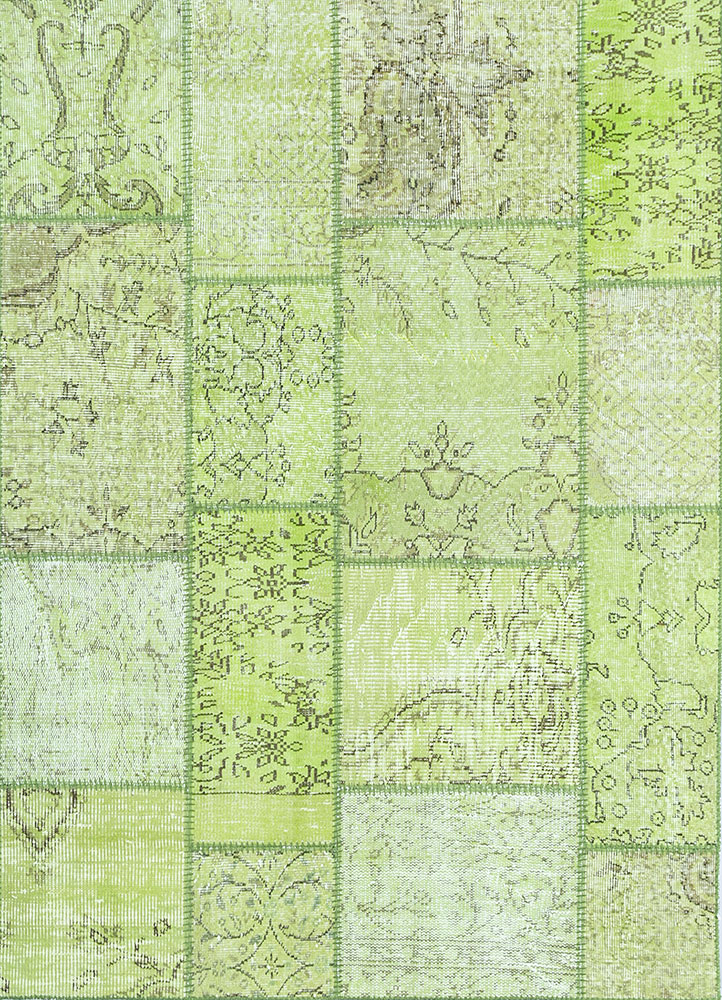 provenance green wool hand knotted Rug - HeadShot